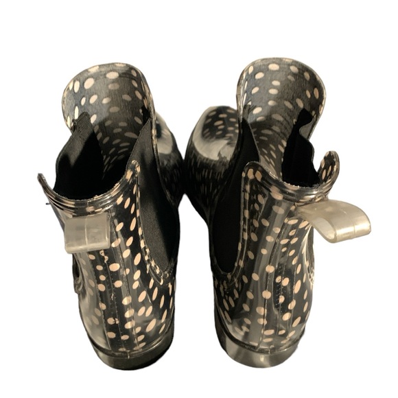 NICOLE MILLER Black White POLKA DOT Chelsea Rain Boots - Picture 7 of 7